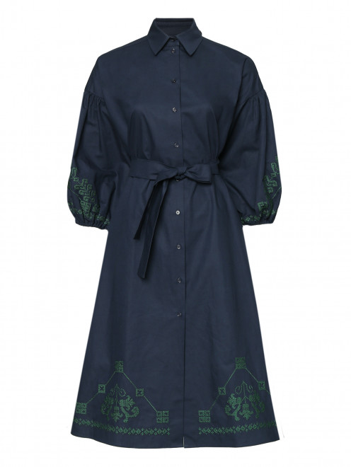 Платье-миди из хлопка и льна с вышивкой Weekend Max Mara - Общий вид