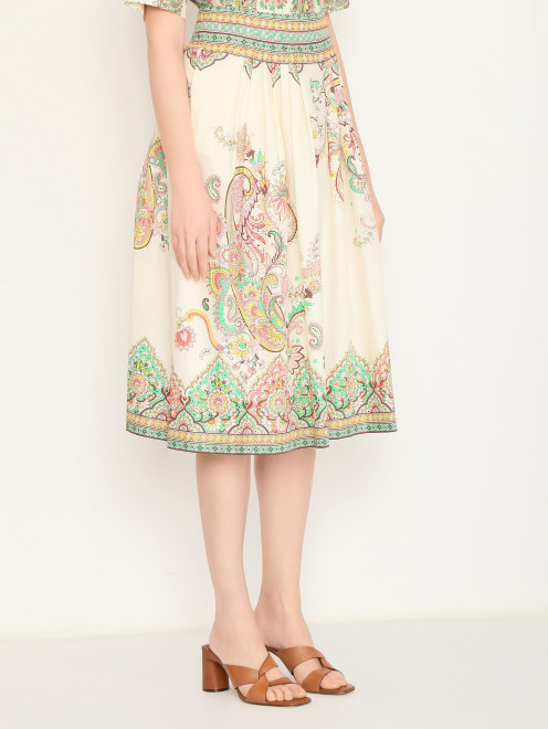 Юбка из хлопка с защипами Etro - МодельВерхНиз