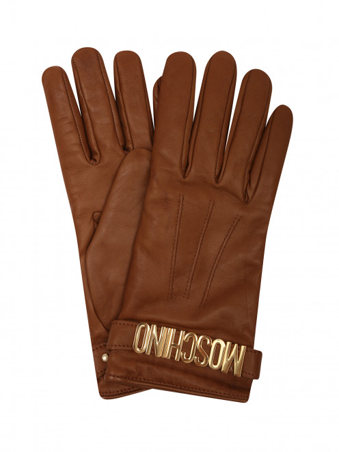 Перчатки из кожи с золотой фурнитурой Moschino - Общий вид
