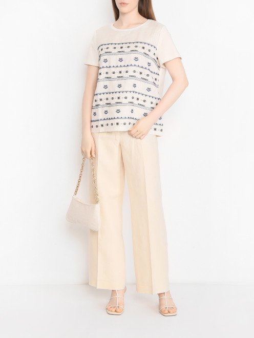 Футболка из хлопка с вышивкой Weekend Max Mara - МодельОбщийВид