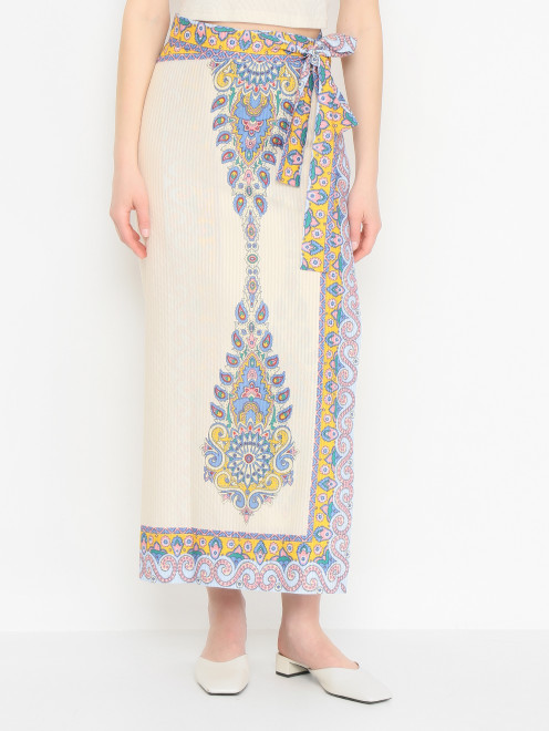 Юбка из смешанного хлопка с узором Etro - МодельВерхНиз