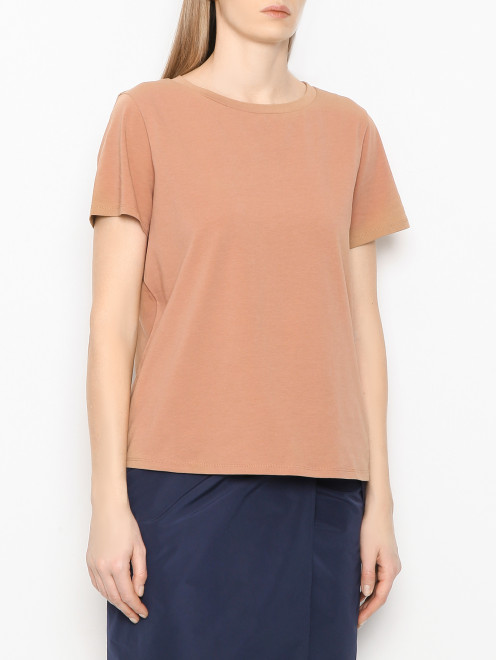 Однотонная футболка из хлопка с круглым вырезом Weekend Max Mara - МодельВерхНиз