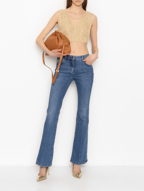 Расклешенные джинсы из хлопка Luisa Spagnoli - МодельОбщийВид