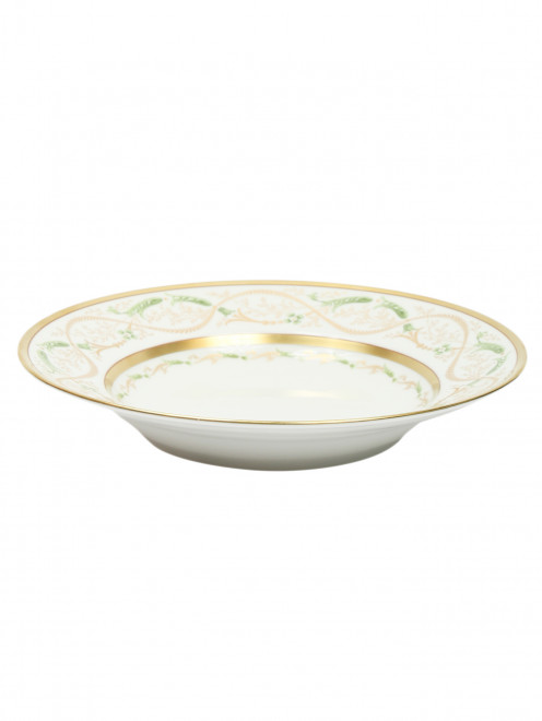 Тарелка суповая из фарфора с орнаментом и золотой каймой Ginori 1735 - Обтравка1