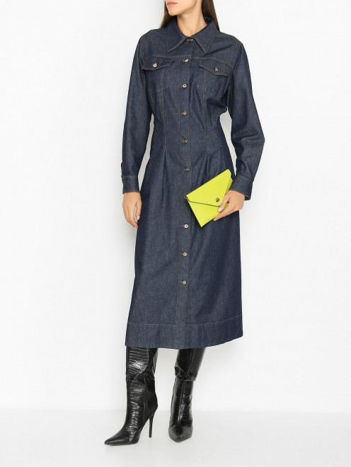 Клатч из гладкой кожи с логотипом Etro - МодельОбщийВид