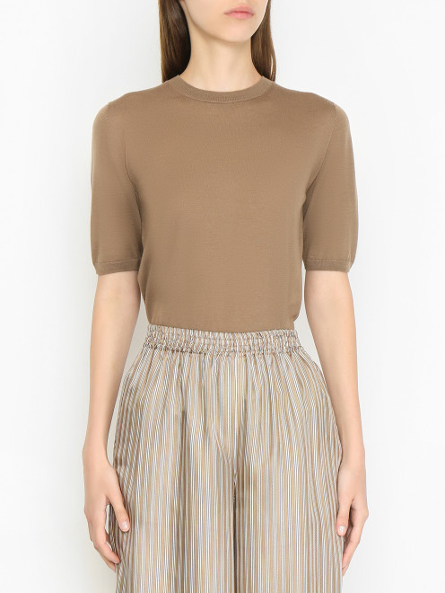Джемпер из тонкой шерсти с короткими рукавами Max Mara - МодельВерхНиз