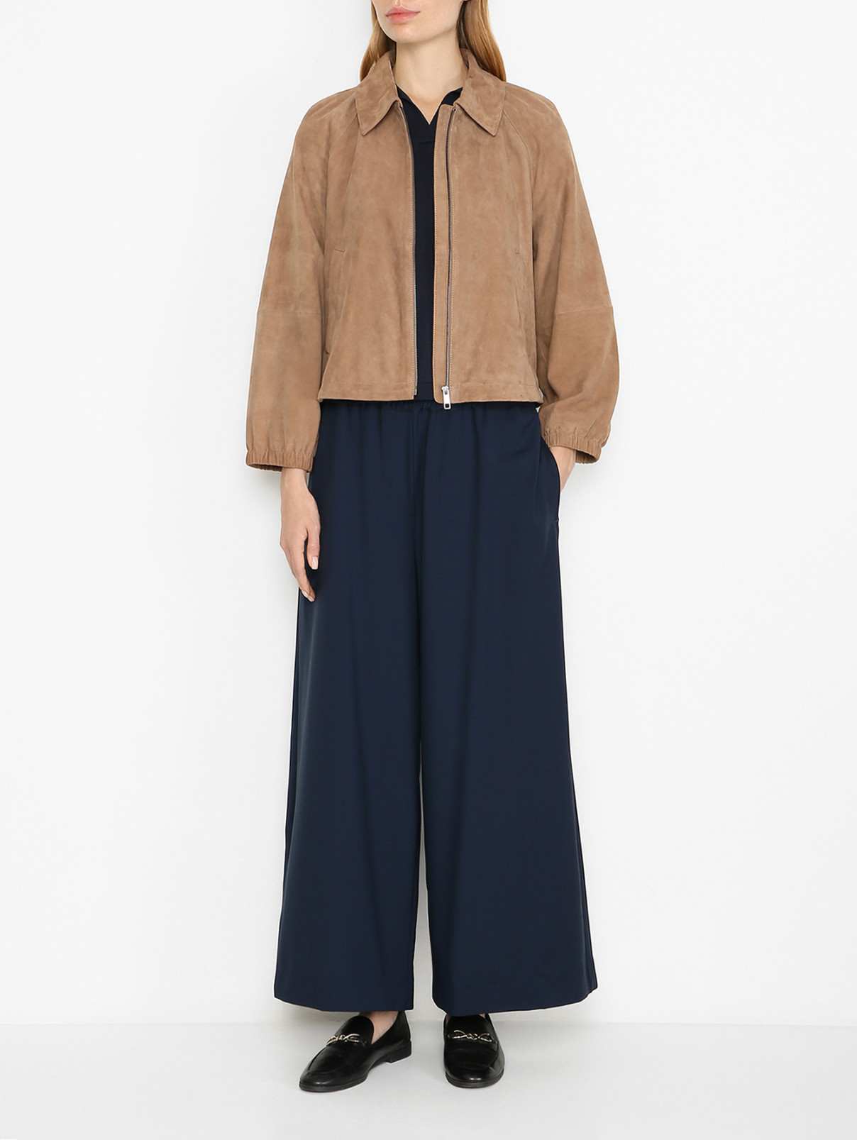 Weekend Max Mara коричневая куртка из замши на молнии (815271