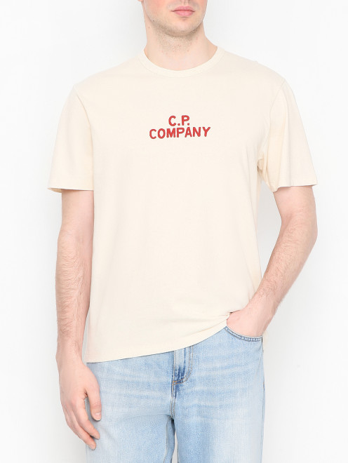 Футболка из хлопка с узором C.P. Company - МодельВерхНиз