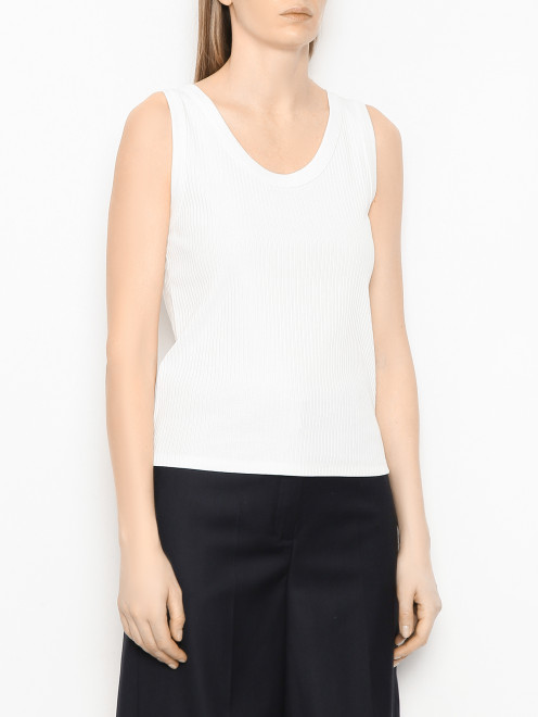 Базовая майка в рубчик из хлопка Weekend Max Mara - МодельВерхНиз