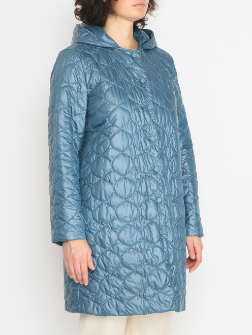 Удлиненная стеганая куртка с капюшоном Marina Rinaldi - МодельВерхНиз