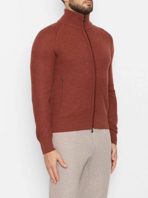 Кардиган из шерсти на молнии Piacenza Cashmere 1733 - МодельВерхНиз