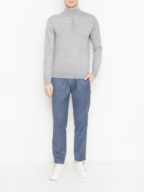 Кардиган с замком воротником из шерсти и шелка Doriani Cashmere - МодельОбщийВид