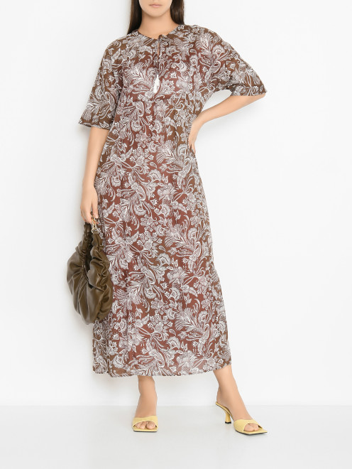 Платье свободного кроя из хлопка с узором Marina Rinaldi - МодельОбщийВид