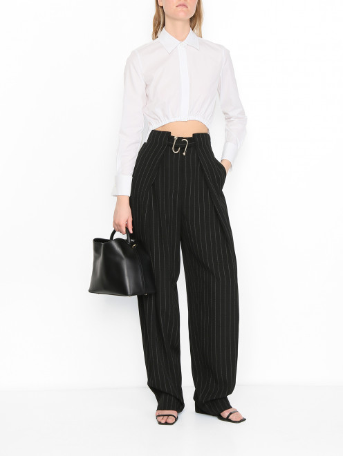 Брюки в тонкую полоску с защипами и поясом Sportmax - МодельОбщийВид