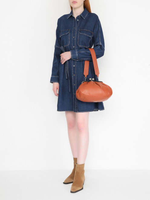 Сумка из гладкой кожи на короткой ручке Weekend Max Mara - МодельОбщийВид