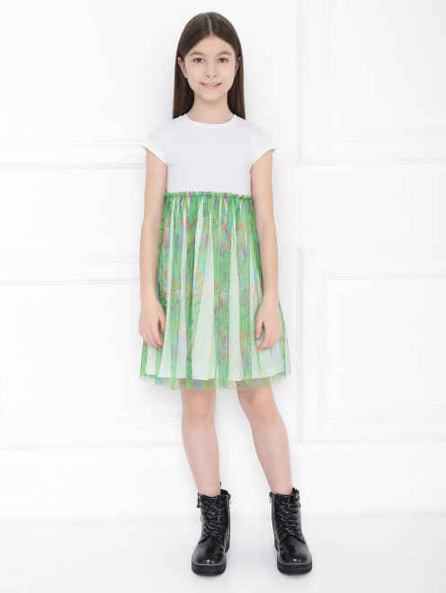 Трикотажное платье с юбкой из сетки SkirtsMore - МодельОбщийВид