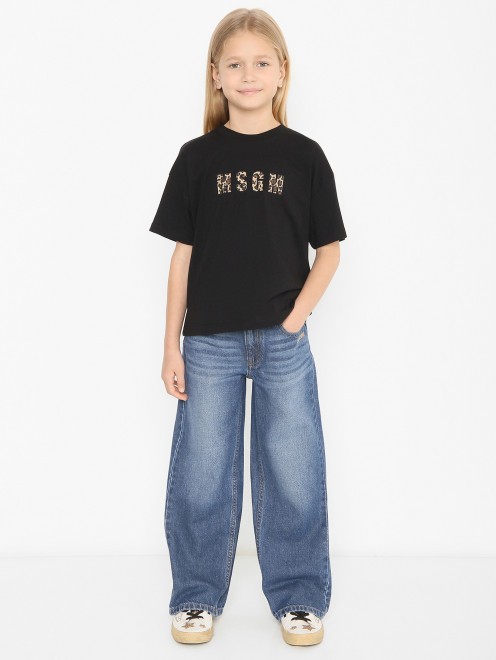 Базовые джинсы с логотипом Moschino - МодельОбщийВид