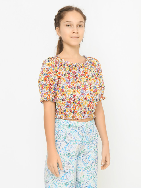Блуза с цветочным узором и коротким рукавом Il Gufo - МодельВерхНиз