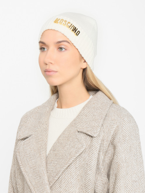 Шапка из шерсти с золотой фурнитурой Moschino - МодельОбщийВид