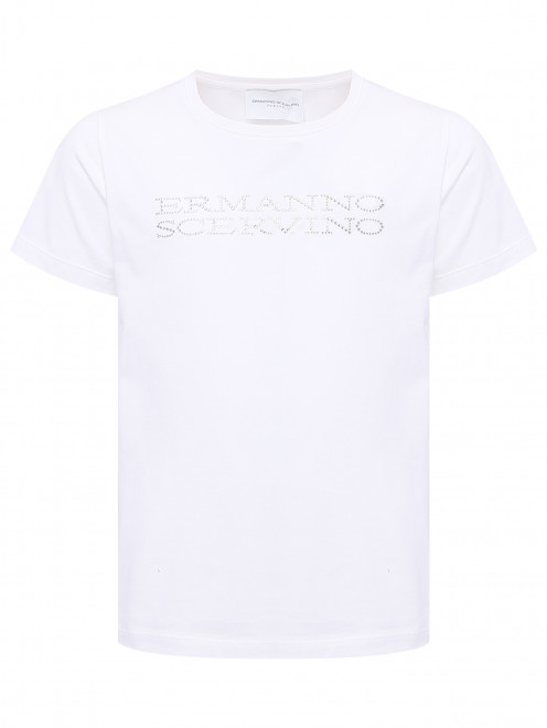 Футболка из хлопка со стразами Ermanno Scervino Junior - Общий вид