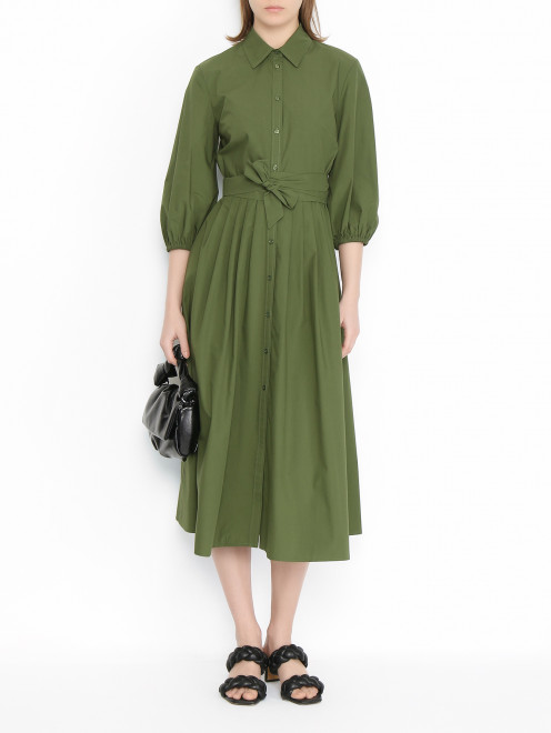 Платье-макси из хлопка с поясом Weekend Max Mara - МодельОбщийВид