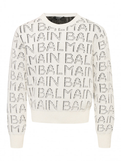 Джемпер из хлопка и вискозы с логотипом BALMAIN - Общий вид