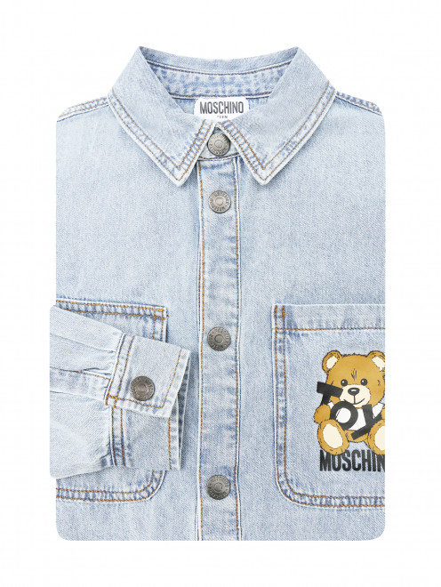 Рубашка из денима с логотипом Moschino - Общий вид