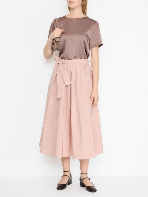 Атласный топ с короткими рукавами Weekend Max Mara - МодельОбщийВид