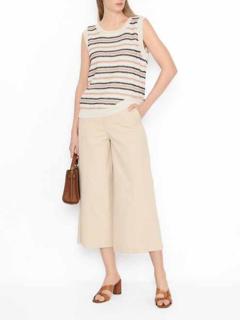 Трикотажный топ из льна с узором Weekend Max Mara - МодельОбщийВид