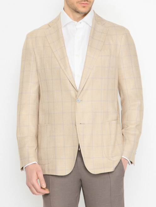 Пиджак в клетку с карманами Doriani Cashmere - МодельВерхНиз