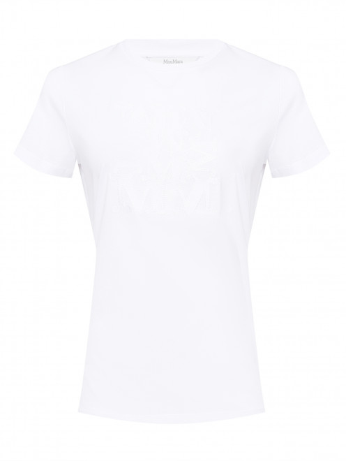 Однотонная футболка из хлопка с логотипом Max Mara - Общий вид