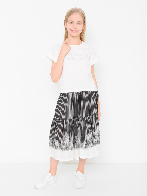 Футболка из хлопка с логотипом Ermanno Scervino Junior - МодельОбщийВид