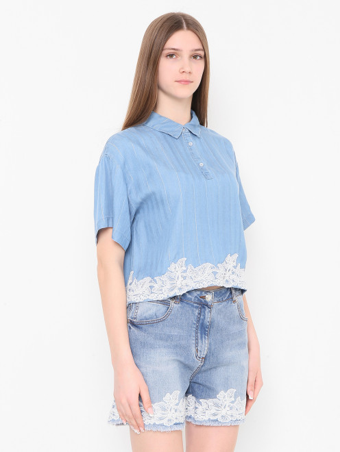 Укороченная блуза с кружевом Ermanno Scervino Junior - МодельВерхНиз