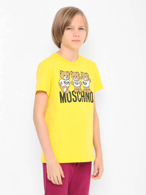 Хлопковая футболка с принтом Moschino - МодельВерхНиз