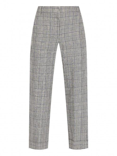 Брюки в клетку из шерсти и льна Max Mara - Общий вид
