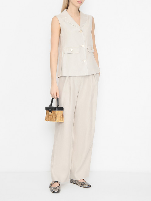 Брюки из льна с поясом Max Mara - МодельОбщийВид