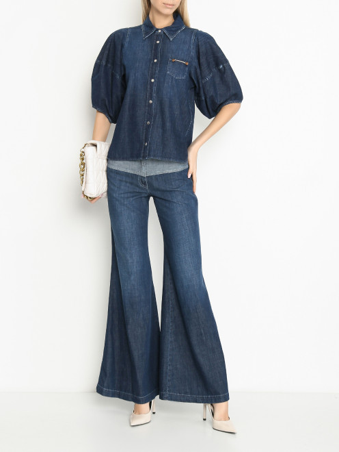 Расклешенные джинсы из хлопка Lorena Antoniazzi - МодельОбщийВид