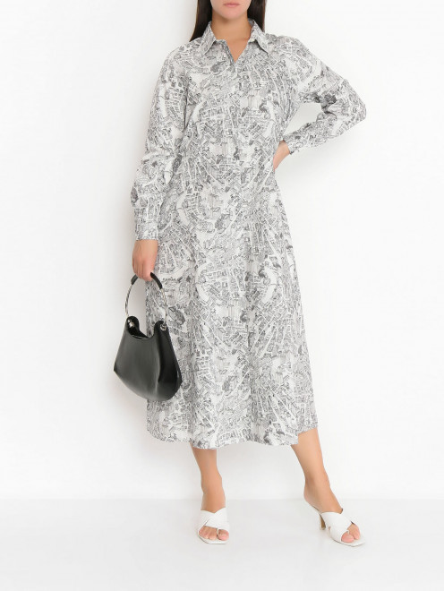 Платье-рубашка из хлопка с узором Marina Rinaldi - МодельОбщийВид