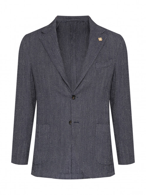 Однобортный пиджак из шерсти и льна LARDINI - Общий вид