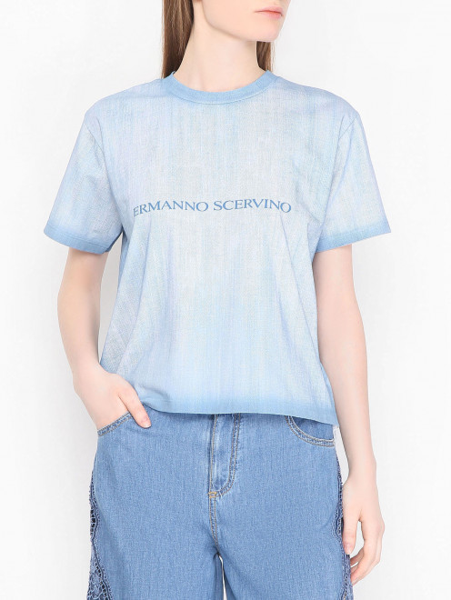 Хлопковая футболка с логотипом Ermanno Scervino - МодельВерхНиз