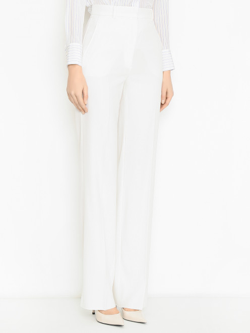 Брюки однотонные из шерсти со стрелками Max Mara - МодельВерхНиз
