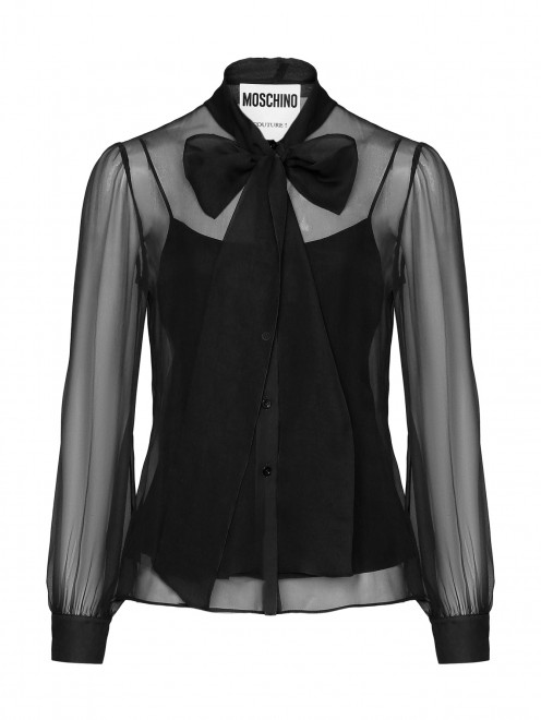 Блуза из шелка с бантом и подкладом Moschino - Общий вид
