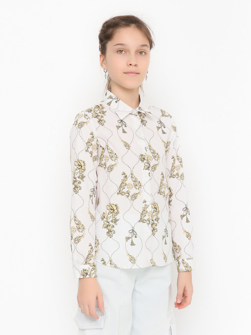 Блуза на пуговицах с узором Roberto Cavalli - МодельВерхНиз