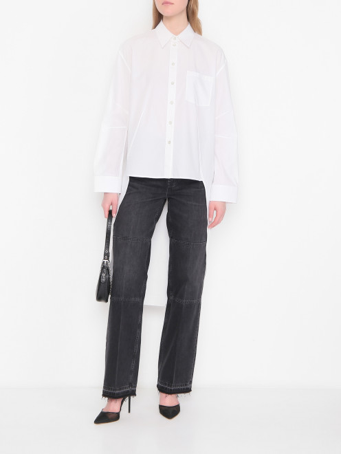 Хлопковая рубашка с удлиненной спинкой Helmut Lang - МодельОбщийВид