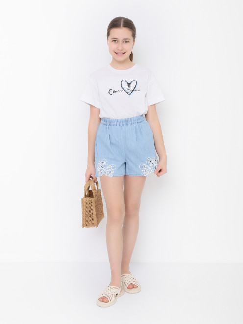 Шорты и денима на резинке Ermanno Scervino Junior - МодельОбщийВид