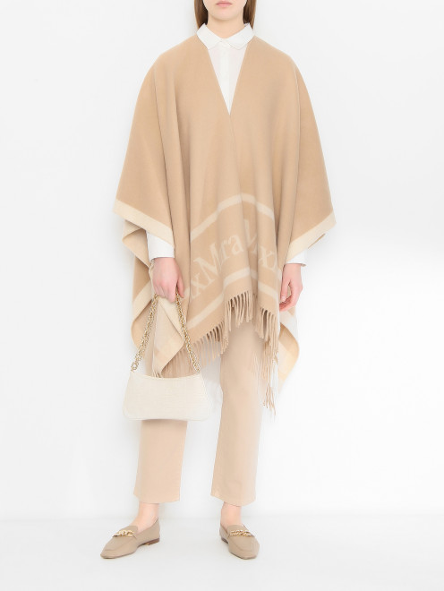 Пончо из шерсти с бахромой Max Mara - МодельОбщийВид