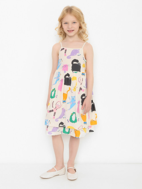 Платье из хлопка с узором Stella McCartney kids - МодельВерхНиз