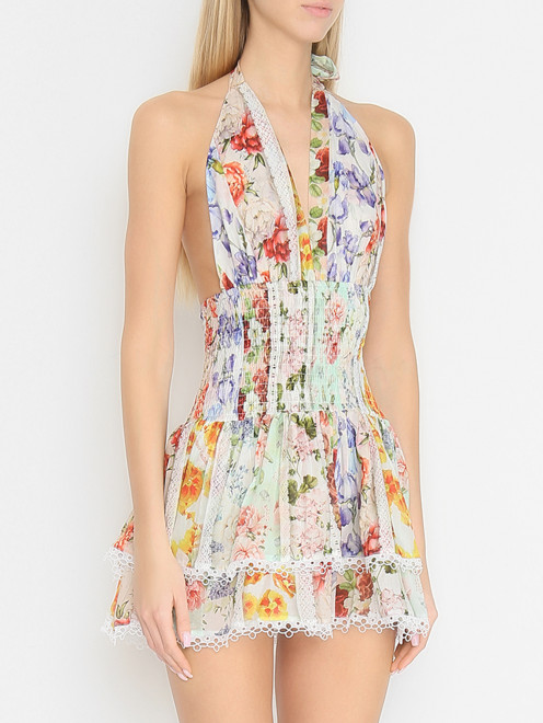 Платье-мини из хлопка с цветочным узором Positano Couture - МодельВерхНиз