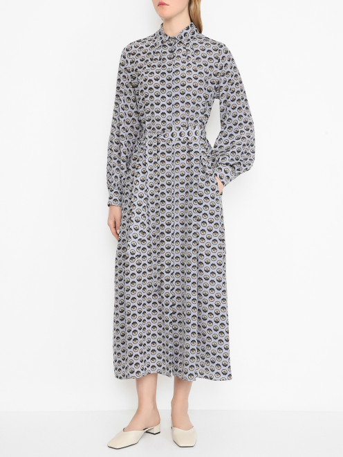 Платье из шелка с узором Weekend Max Mara - МодельВерхНиз