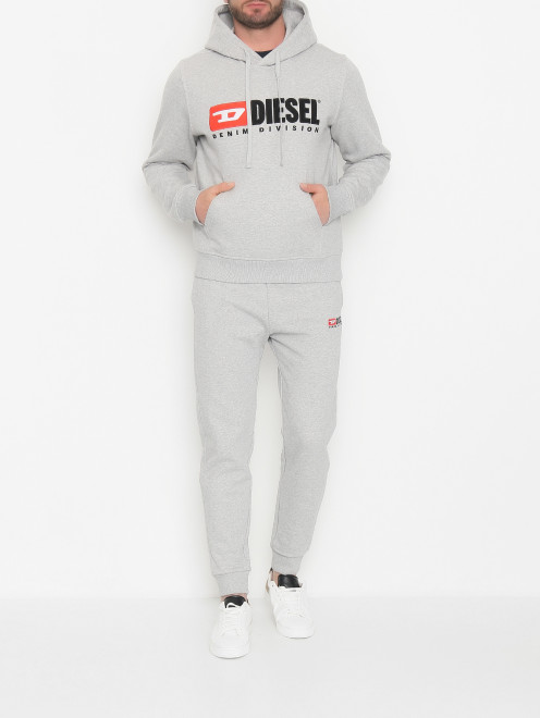 Трикотажные брюки на резинке с логотипом Diesel - МодельОбщийВид